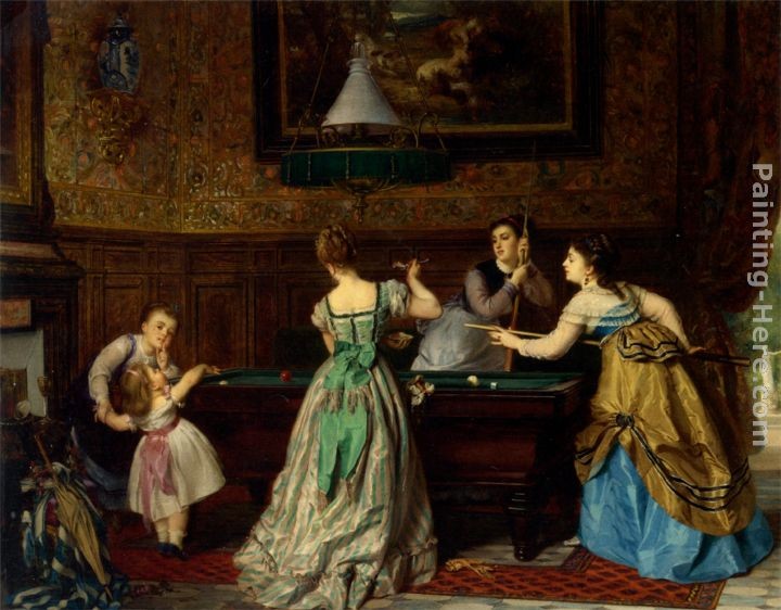 Charles Edouard Boutibonne Ladies Playing Billiards